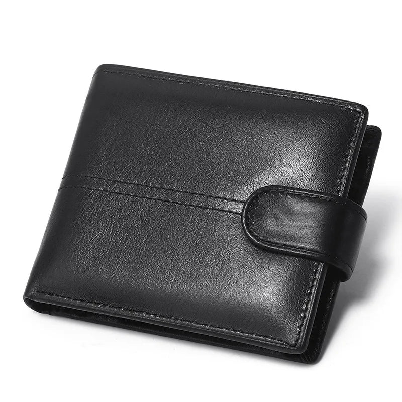 LOR MALE Genuine Leather Wallet, Rfid Anti-Theft Brush, Anti-Magnetic, Short Coin Purse