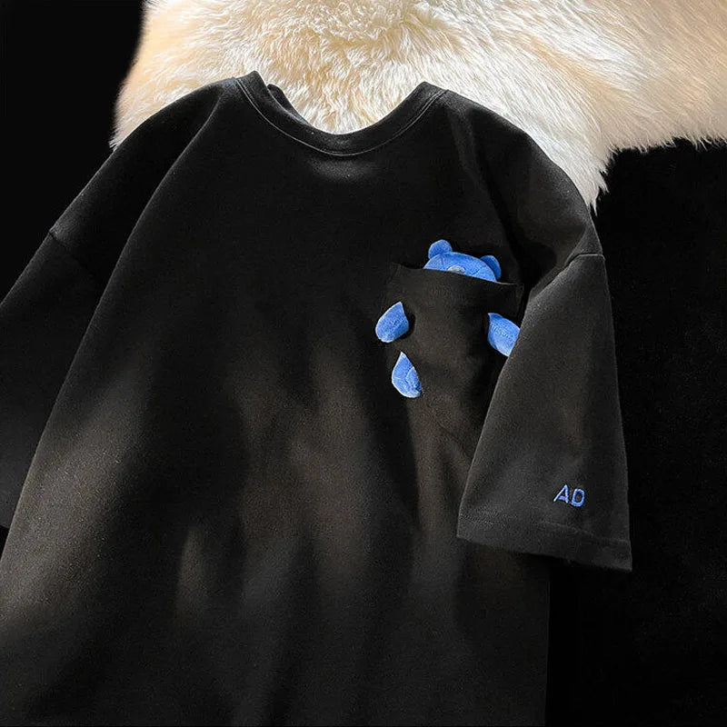 LOR MALE Trendy Brand Casual Short Sleeve T-Shirt Men Summer Thin Minimalist Design Sense Leisure Half Sleeve Creative Interest
