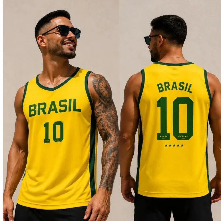 Brasil 10 Basketball Jersey Men Tank Top Brazil Soccer Football Fan Sleeveless T-Shirt Summer Gym Fitness Sports Vest Clothing