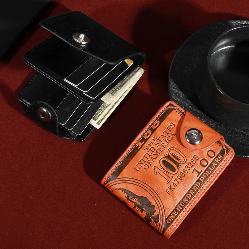 LOR MALE Wallets With 100 US Dollar PatternWallet Male Leather Walet Photo Card