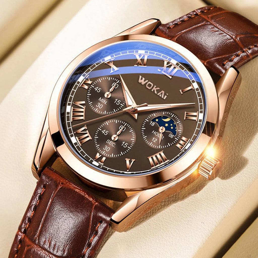 LOR MALE Men Luxury Watches Business Pu Leather Quartz Watch Gifts For Male 2