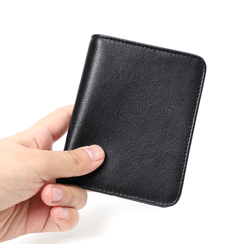 LOR MALE Slim Wallet Men Genuine Leather Thin Pocket Wallet for Men Short Purse Unisex Women  Mini Wallets Card Holder Small Coin Purse