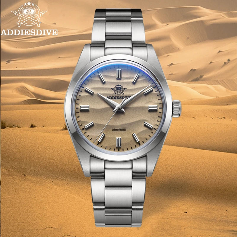 LOR MALE ADDIESDIVE AD2030 Quartz Watch Simple 10Bar Steel Dive Wristwatch Bubble Mirro 2