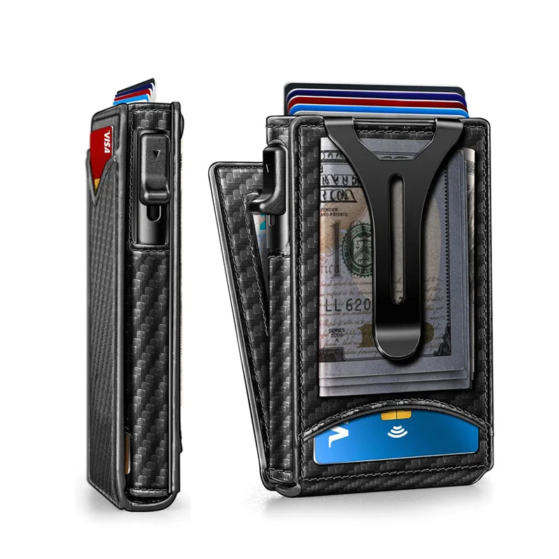 LOR MALE Hot Sale Man’s Double Flip Wallet Multifunctional Metal Flip Wallet RFID Anti-Theft Money Holder