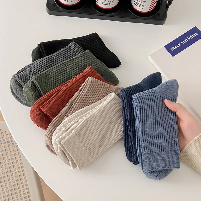 LOR MALE Socks Casual Men Business Male Breathable Elastic Cotton Long Socks Solid