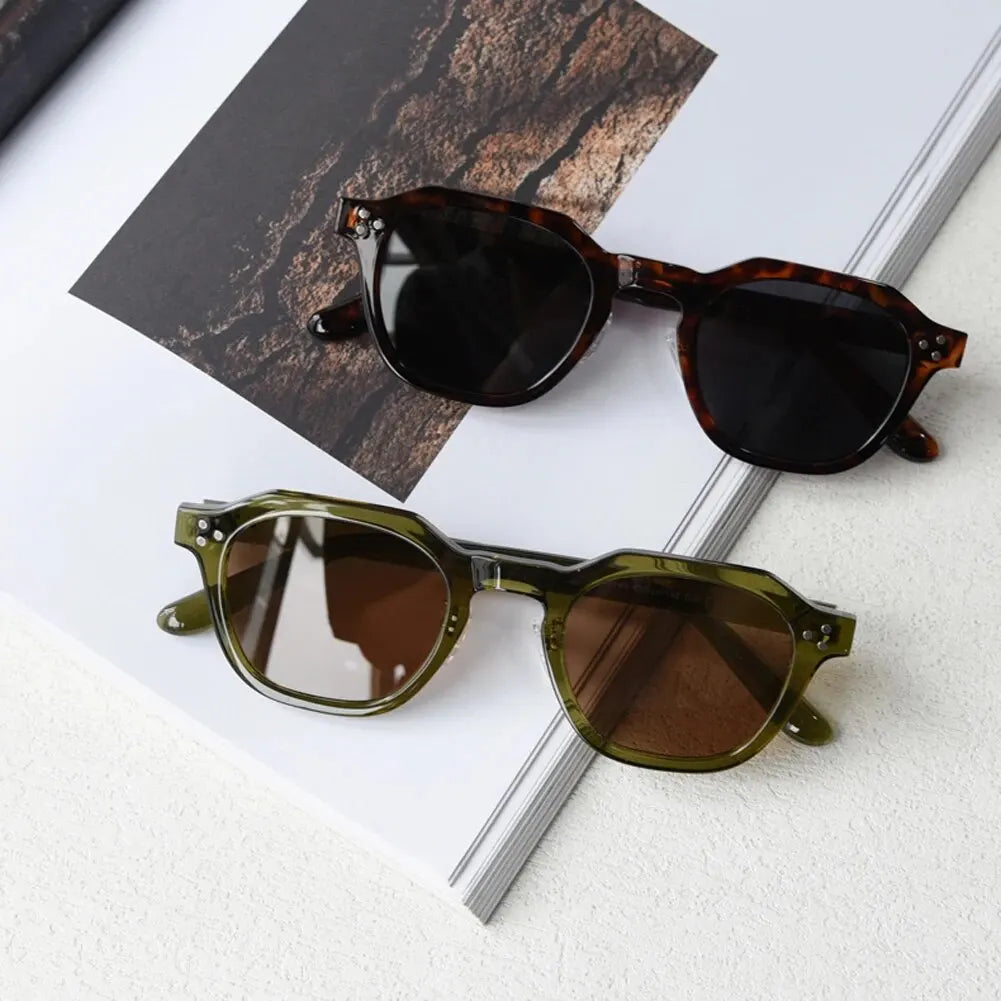 LOR MALE Polarized Sun Glasses for Women TR90 Square Polygon Vintage Sunglasses with 2