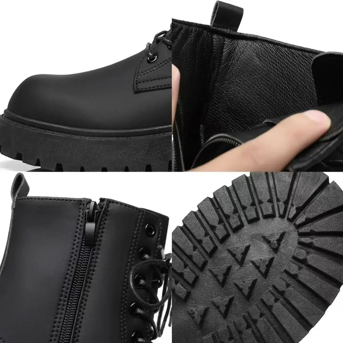 LOR MALE Boots for Men High Quality Casual Leather Boots Fashion Outdoor High Top Booties Black Men's Ankle Boots Fashion Motorcycle Boot