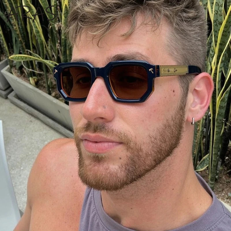 LOR MALE Polarized Square Sunglasses Men 2026 Luxury Brand Vintage Rectangle Sun Glasses Classic Driving Eyewear For Male UV400 Shades