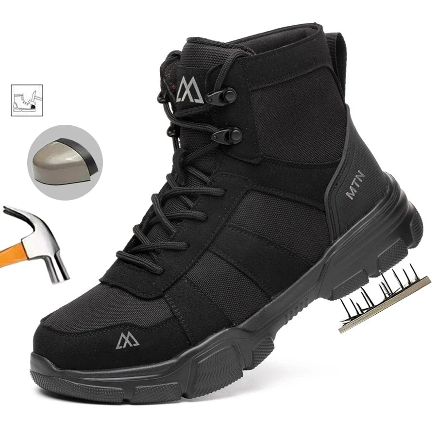 LOR MALE Indestructible Security Protective Boots Men Comfortable Breathable Construction Working Boots Anti-Puncture Work Safety Shoes