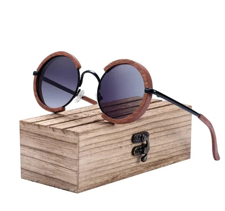 LOR MALE Polarized Sunglasses Wood Round Sun glasses Male Shades Oculos de sol masculino