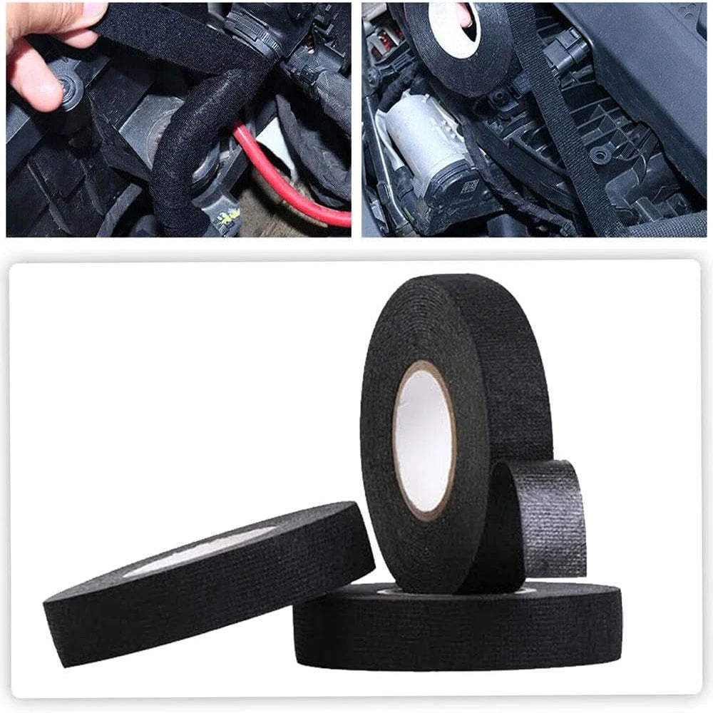 LOR MALE 15/25M Wire Harness Automotive Cloth Tape Adhesive High Noise Resistance Heat Proof Fabric Electrical Tape for Wrapping Wiring