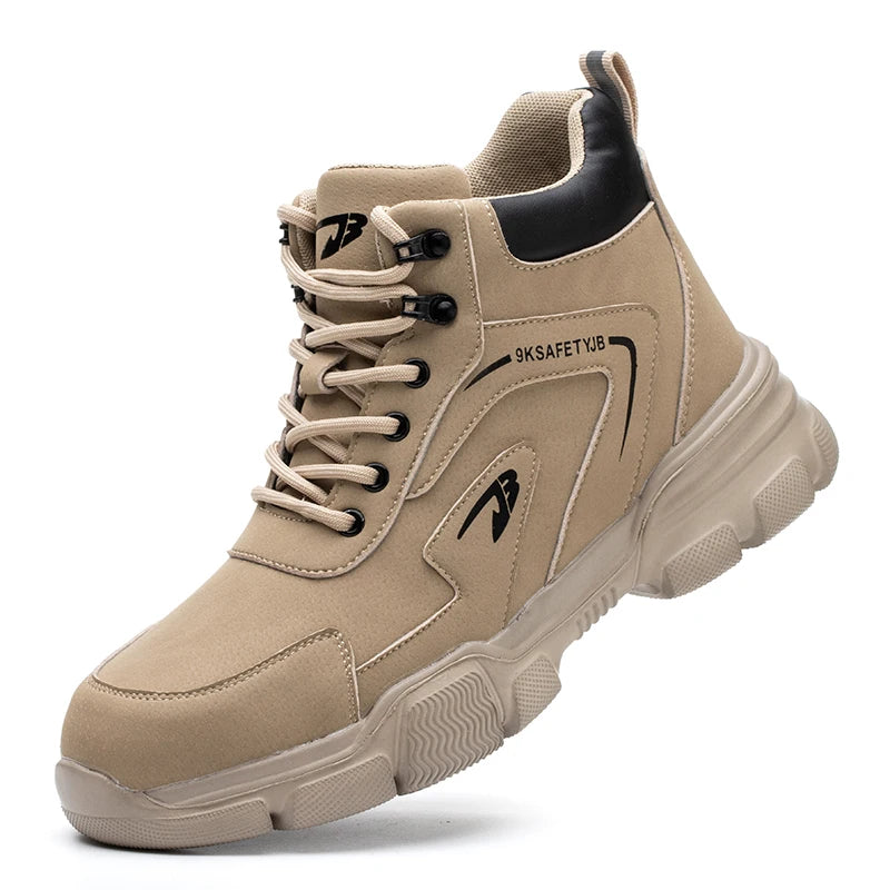 LOR MALE Men's Steel Toe Work Boots Waterproof Anti-Smash Safety Shoes - Lightweight Breathable Sneakers Construction Workwear Size 36-46