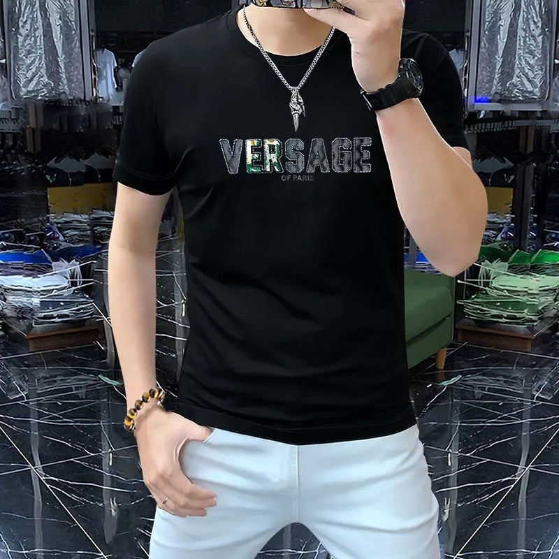 LOR MALE Short Sleeved T-shirt 3d Letters Design Trendy Male Tees Breathable Versatile