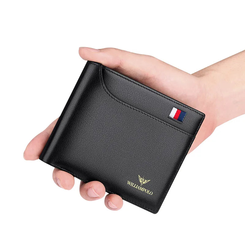 LOR MALE WILLIAMPOLO Men Leather Wallets Small Money Purses Design Dollar Price Top Men Thin Wallet Business Short Wallet For Men