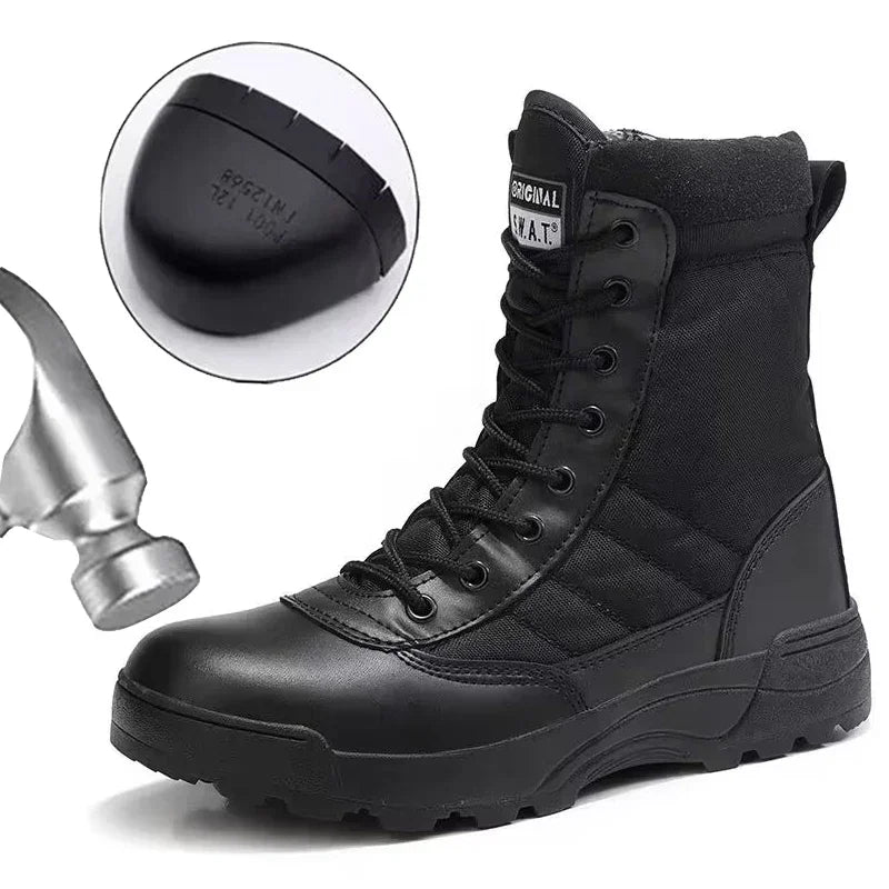LOR MALE Men's Steel Toe Boots Outdoor Tactical Hiking Desert Boots Men Stab-proof Smashing Work Safty Shoes Wear Protection Shoes
