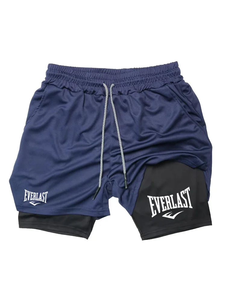LOR MALE Men Running Shorts 2 In 1 Double-deck Sport Shorts Sportswear Gym