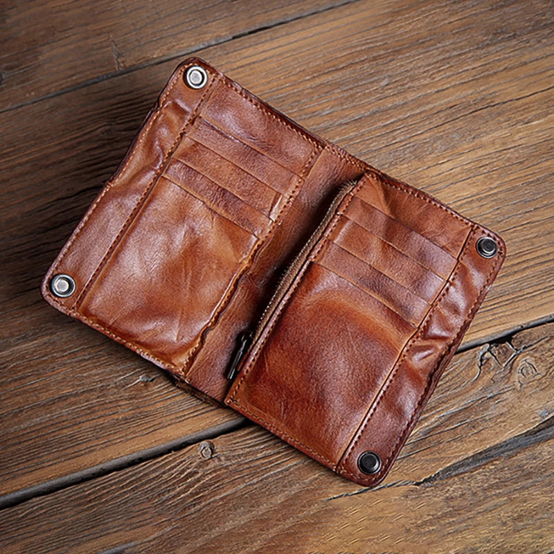 LOR MALE GURO High Quality Men Genuine Leather Wallet Vintage Bifold Money Clip Credit Card Holder Luxury Design with Zipper Coin Pocket