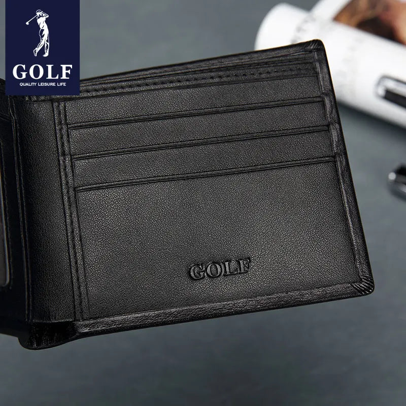 LOR MALE Golf men short wallet 2024 trend Leather Business Wallet Horizontal Section