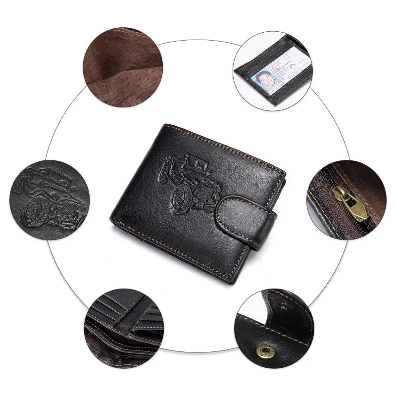 LOR MALE New Men's Genuine Cow Leather Wallet Short Card Holder Man Purse Male Vintage Pocket For Men