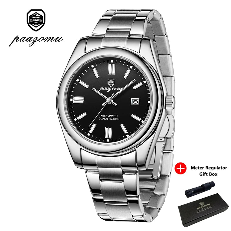 LOR MALE PAAZOMU High Quality Man Watch Luminous Waterproof Stainless Steel Men Clock Date Chronograph Quartz Luxury Men's Watches Reloj