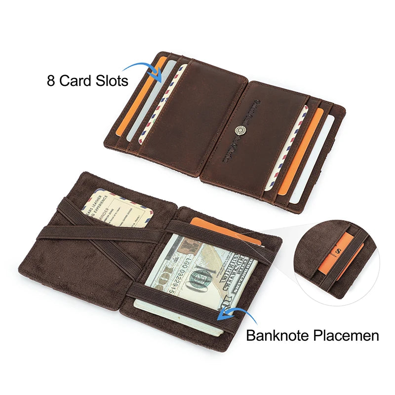 LOR MALE CONTACT'S Man's Wallets Genuine Leather Slim Wallets RFID Card Holder Money Clip Ultra Thin Small Mini Wallets for Men Gift