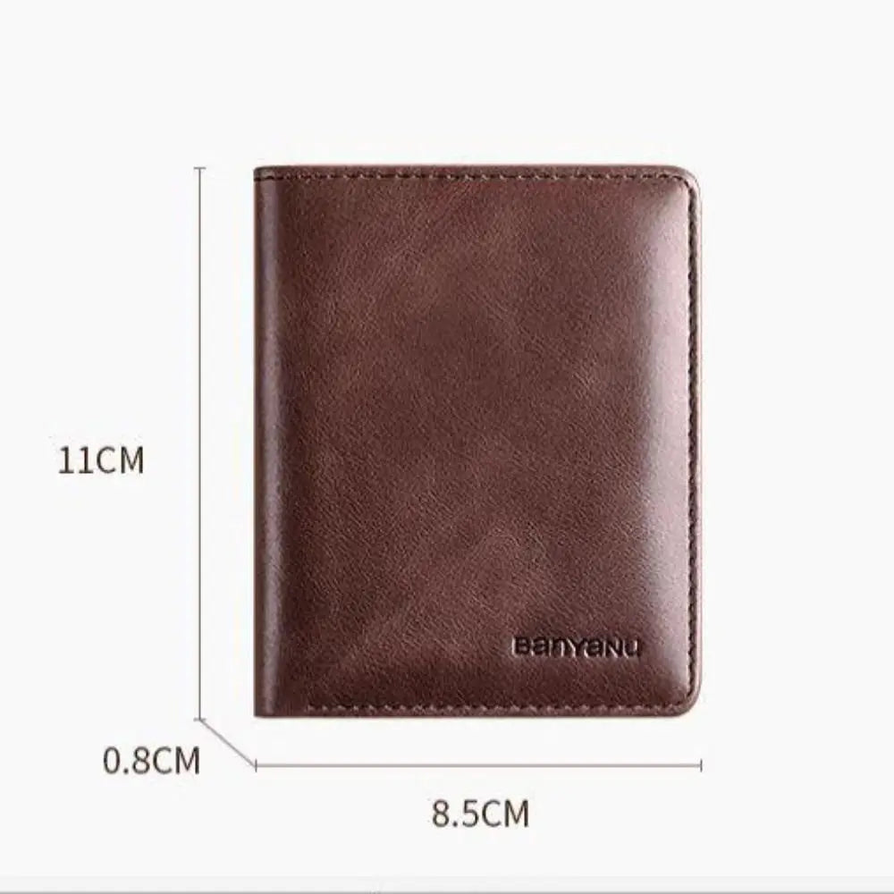 LOR MALE Vintage Leather Mini Wallets RFID Card Holder Money Clip Slim Male