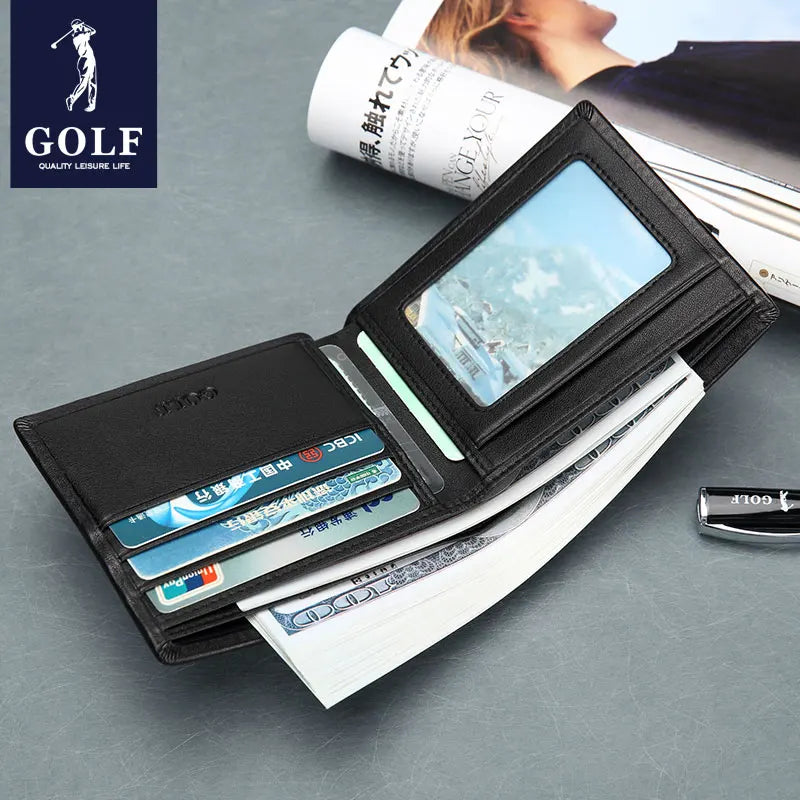 LOR MALE Golf men short wallet 2024 trend Leather Business Wallet Horizontal Section